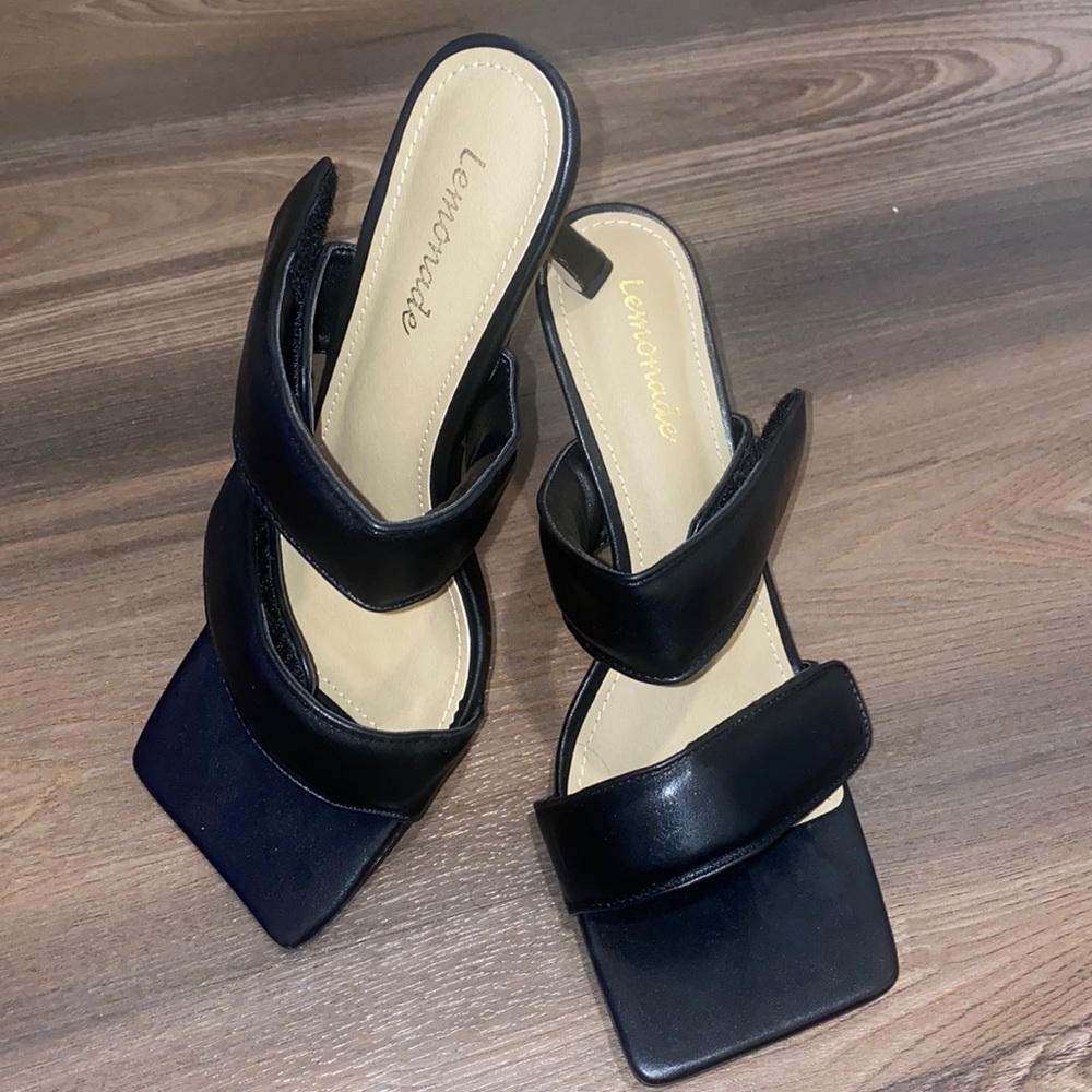 Lemonade Black Adjustable Strapped Heels